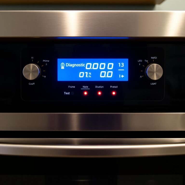 Appliance control panel displaying diagnostic mode indicators