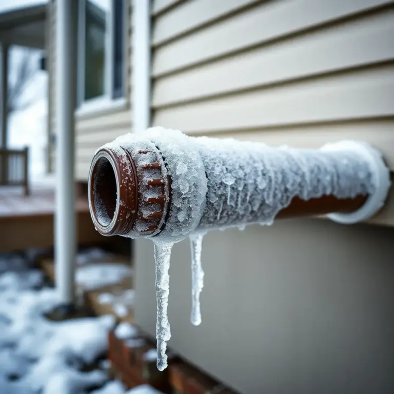 Frost on exterior pipes during cold weather affecting home appliances