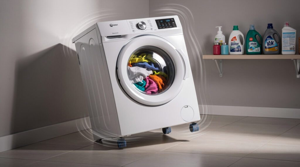 Front-load washing machine shaking with vibration waves during spin cycle